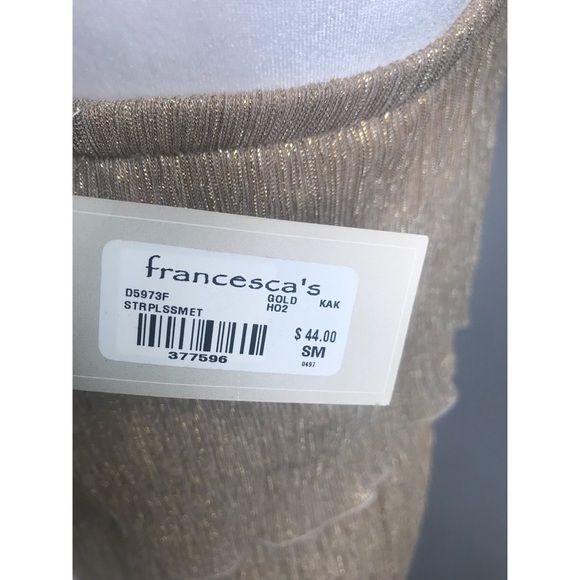 NWOT Francesca’s Cotton Club Golden Dress - Picture 6 of 8